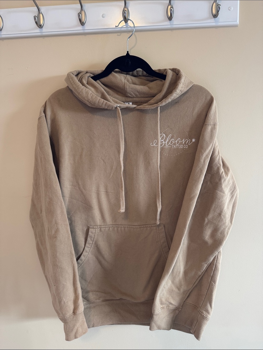 Bloom Tattoo Pullover Hoodie- Tan